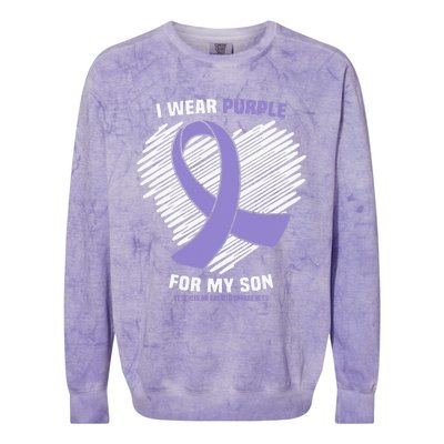 I Wear Purple For My Son Testicular Cancer Awareness Colorblast Crewneck Sweatshirt