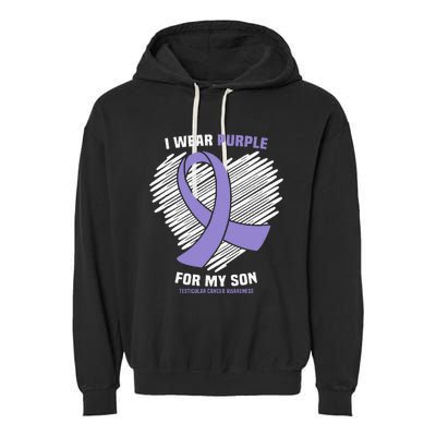 I Wear Purple For My Son Testicular Cancer Awareness Garment-Dyed Fleece Hoodie