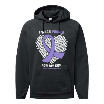 I Wear Purple For My Son Testicular Cancer Awareness Performance Fleece Hoodie