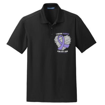 I Wear Purple For My Son Testicular Cancer Awareness Dry Zone Grid Polo