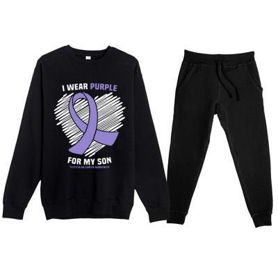 I Wear Purple For My Son Testicular Cancer Awareness Premium Crewneck Sweatsuit Set