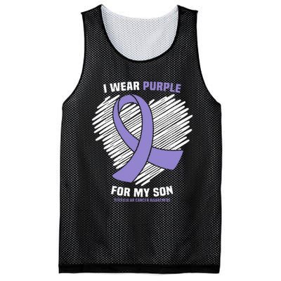 I Wear Purple For My Son Testicular Cancer Awareness Mesh Reversible Basketball Jersey Tank