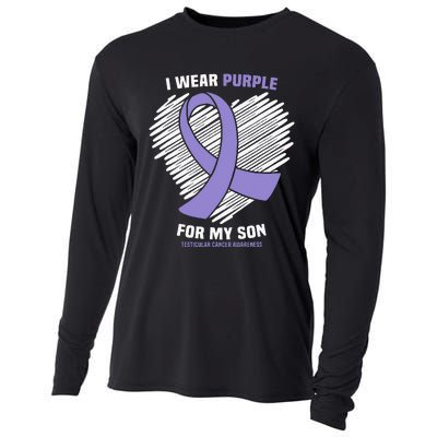 I Wear Purple For My Son Testicular Cancer Awareness Cooling Performance Long Sleeve Crew