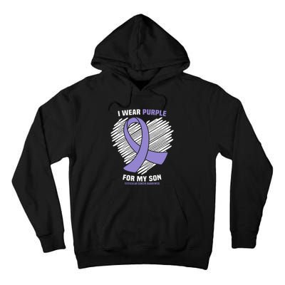 I Wear Purple For My Son Testicular Cancer Awareness Tall Hoodie