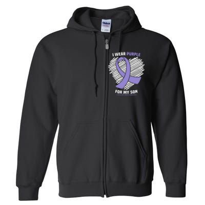 I Wear Purple For My Son Testicular Cancer Awareness Full Zip Hoodie