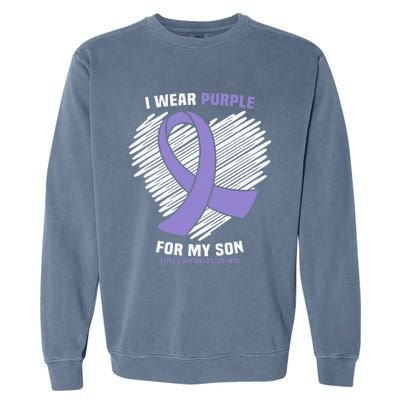 I Wear Purple For My Son Testicular Cancer Awareness Garment-Dyed Sweatshirt