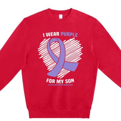 I Wear Purple For My Son Testicular Cancer Awareness Premium Crewneck Sweatshirt