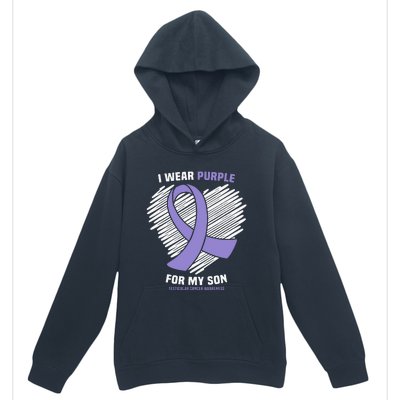 I Wear Purple For My Son Testicular Cancer Awareness Urban Pullover Hoodie