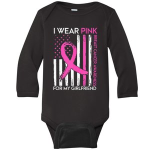 I Wear Pink For My Girlfriend Breast Cancer Awareness Month Baby Long Sleeve Bodysuit