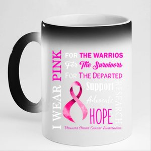 I Wear Pink Breast Cancer Awareness Support Motivation Great Gift 11oz Black Color Changing Mug