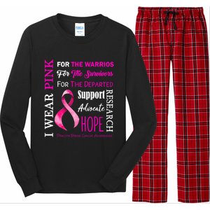 I Wear Pink Breast Cancer Awareness Support Motivation Great Gift Long Sleeve Pajama Set