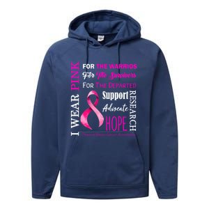 I Wear Pink Breast Cancer Awareness Support Motivation Great Gift Performance Fleece Hoodie