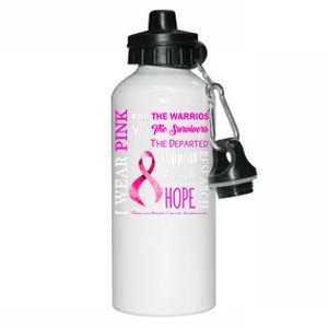 I Wear Pink Breast Cancer Awareness Support Motivation Great Gift Aluminum Water Bottle