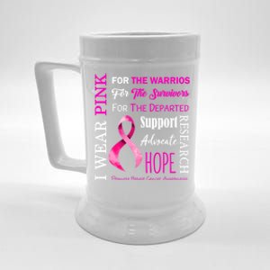 I Wear Pink Breast Cancer Awareness Support Motivation Great Gift Beer Stein