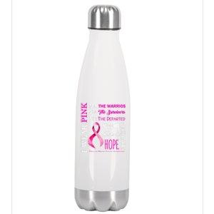 I Wear Pink Breast Cancer Awareness Support Motivation Great Gift Stainless Steel Insulated Water Bottle