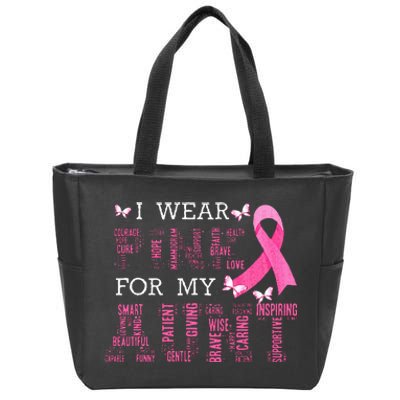 I Wear Pink For My Aunt Breast Cancer Awareness Pink Ribbon Zip Tote Bag