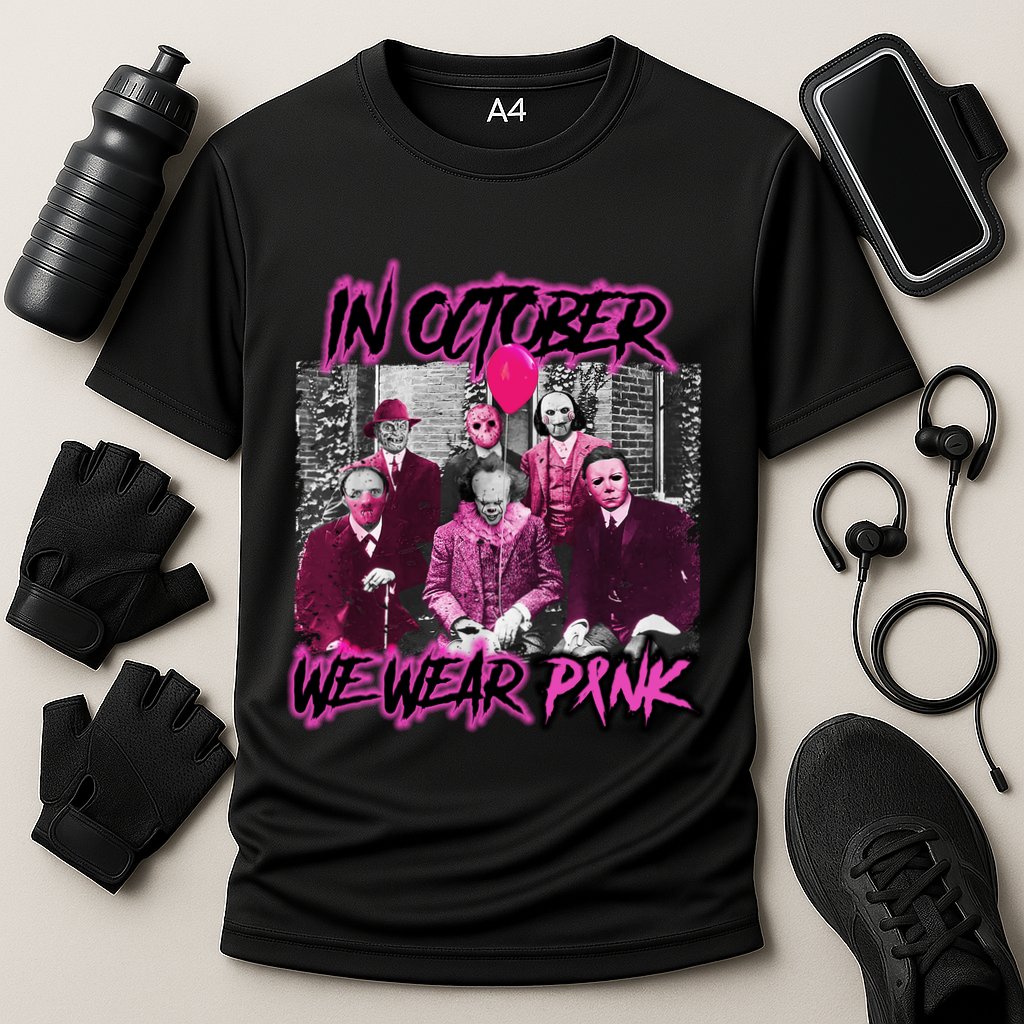 I Wear Pink For Breast Cancer In October Halloween Movies Cooling Performance Crew T-Shirt