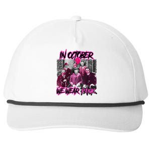 I Wear Pink For Breast Cancer In October Halloween Movies Snapback Five-Panel Rope Hat