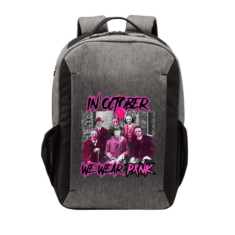 I Wear Pink For Breast Cancer In October Halloween Movies Vector Backpack