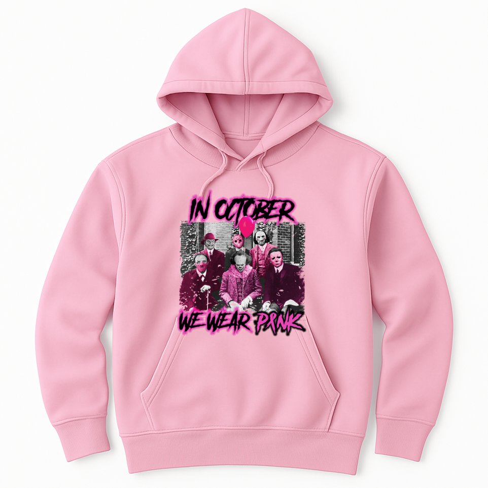 I Wear Pink For Breast Cancer In October Halloween Movies Hoodie