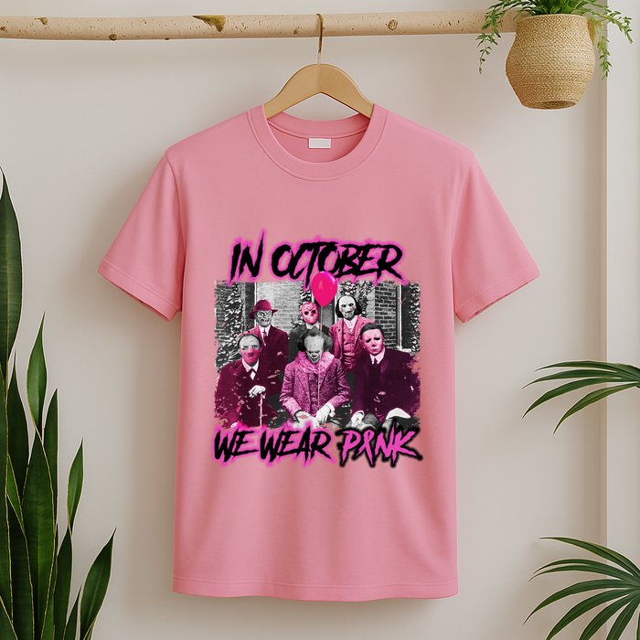 I Wear Pink For Breast Cancer In October Halloween Movies T-Shirt