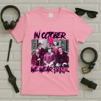 I Wear Pink For Breast Cancer In October Halloween Movies T-Shirt