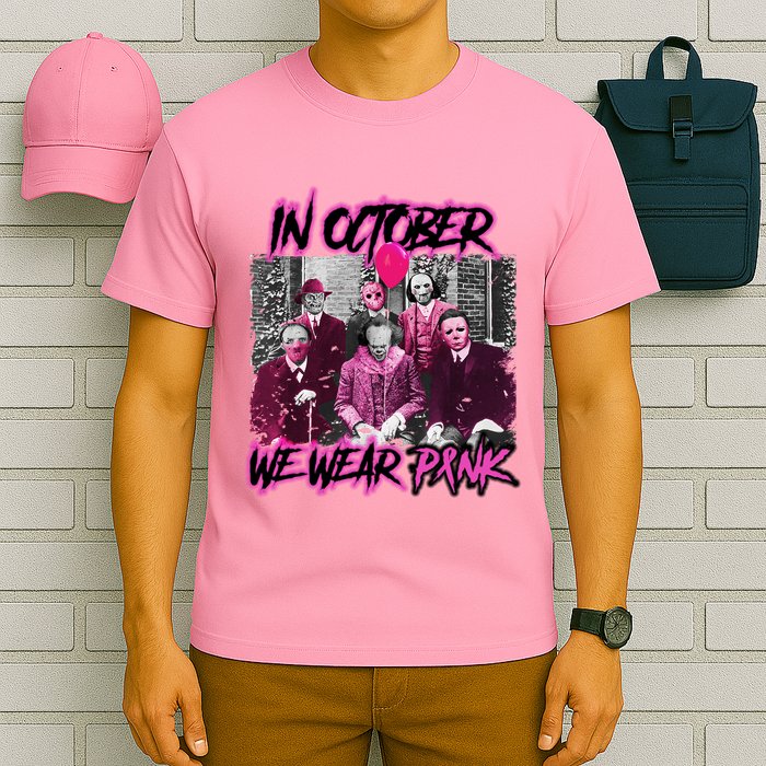 I Wear Pink For Breast Cancer In October Halloween Movies T-Shirt