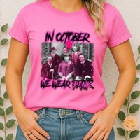 I Wear Pink For Breast Cancer In October Halloween Movies Womens T-Shirt