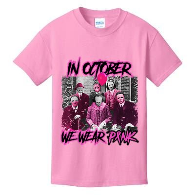 I Wear Pink For Breast Cancer In October Halloween Movies Kids T-Shirt