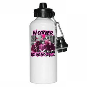 I Wear Pink For Breast Cancer In October Halloween Movies Aluminum Water Bottle