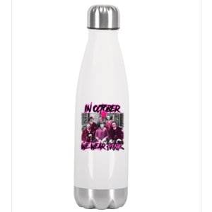 I Wear Pink For Breast Cancer In October Halloween Movies Stainless Steel Insulated Water Bottle