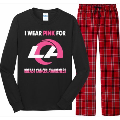 I Wear Pink For Breast Cancer Awareness Long Sleeve Pajama Set