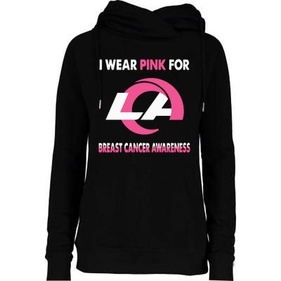 I Wear Pink For Breast Cancer Awareness Womens Funnel Neck Pullover Hood