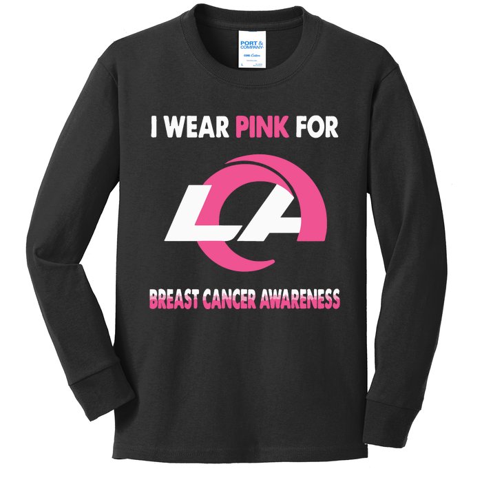 I Wear Pink For Breast Cancer Awareness Kids Long Sleeve Shirt