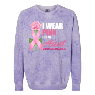 I Wear Pink For My Aunt Breast Cancer Floral Ribbon Colorblast Crewneck Sweatshirt