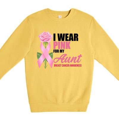 I Wear Pink For My Aunt Breast Cancer Floral Ribbon Premium Crewneck Sweatshirt