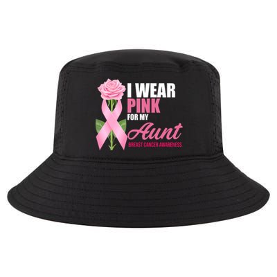 I Wear Pink For My Aunt Breast Cancer Floral Ribbon Cool Comfort Performance Bucket Hat