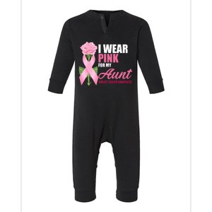 I Wear Pink For My Aunt Breast Cancer Floral Ribbon Infant Fleece One Piece