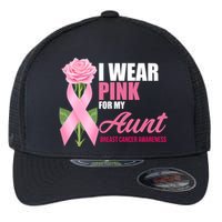 I Wear Pink For My Aunt Breast Cancer Floral Ribbon Flexfit Unipanel Trucker Cap