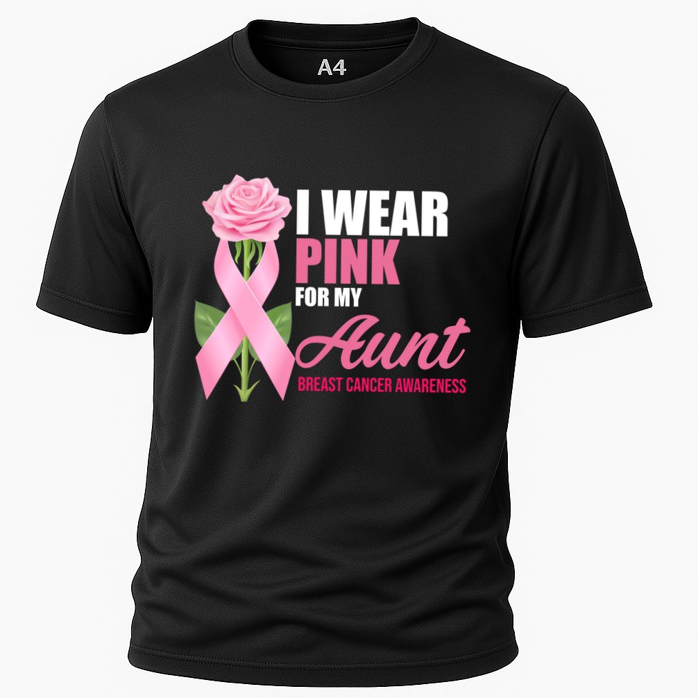 I Wear Pink For My Aunt Breast Cancer Floral Ribbon Cooling Performance Crew T-Shirt