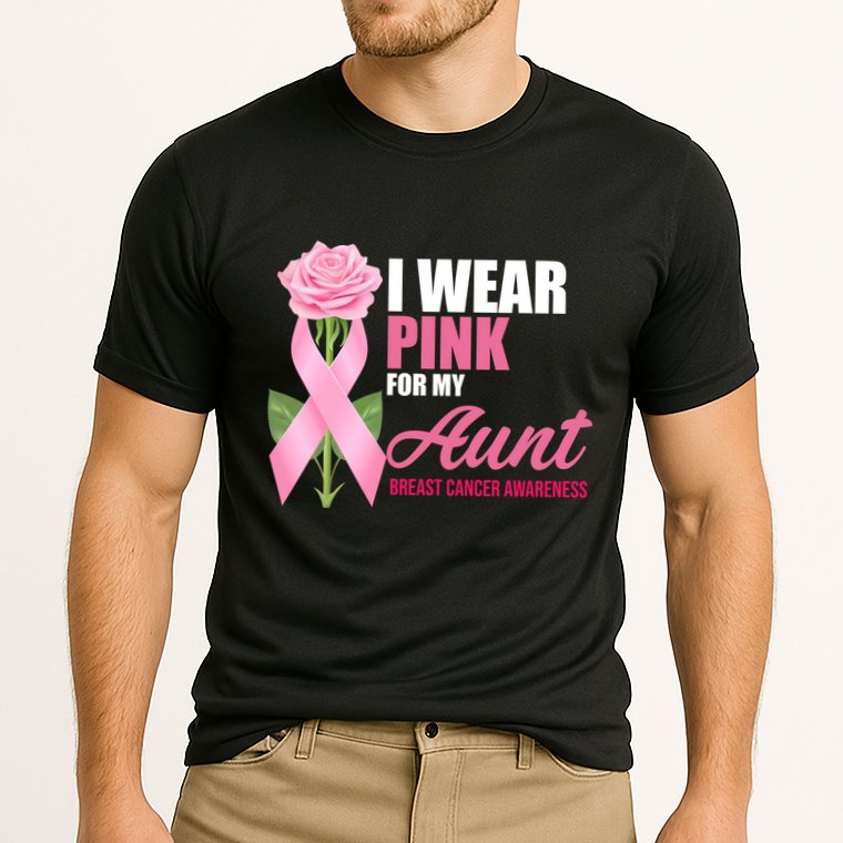 I Wear Pink For My Aunt Breast Cancer Floral Ribbon Cooling Performance Crew T-Shirt