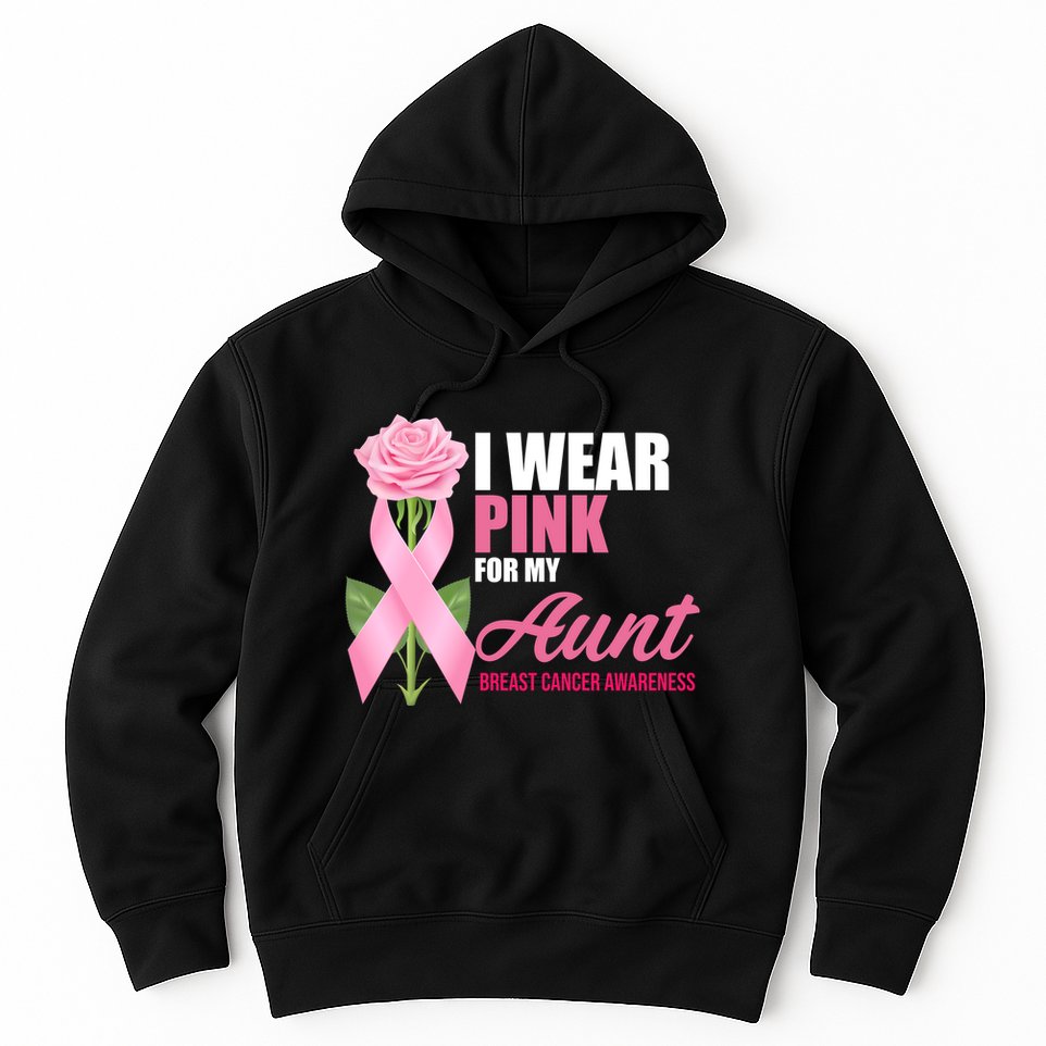 I Wear Pink For My Aunt Breast Cancer Floral Ribbon Hoodie