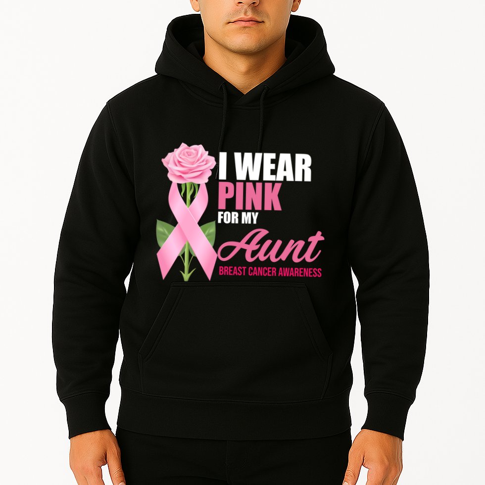 I Wear Pink For My Aunt Breast Cancer Floral Ribbon Hoodie