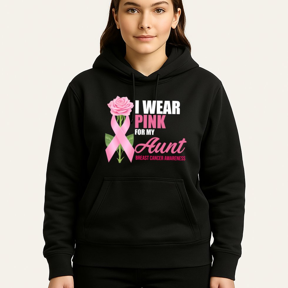 I Wear Pink For My Aunt Breast Cancer Floral Ribbon Hoodie
