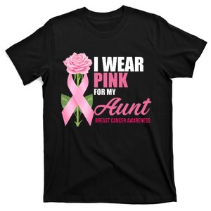 I Wear Pink For My Aunt Breast Cancer Floral Ribbon T-Shirt