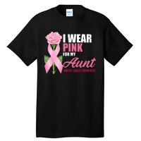 I Wear Pink For My Aunt Breast Cancer Floral Ribbon Tall T-Shirt