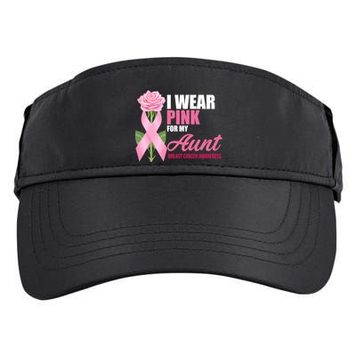 I Wear Pink For My Aunt Breast Cancer Floral Ribbon Adult Drive Performance Visor