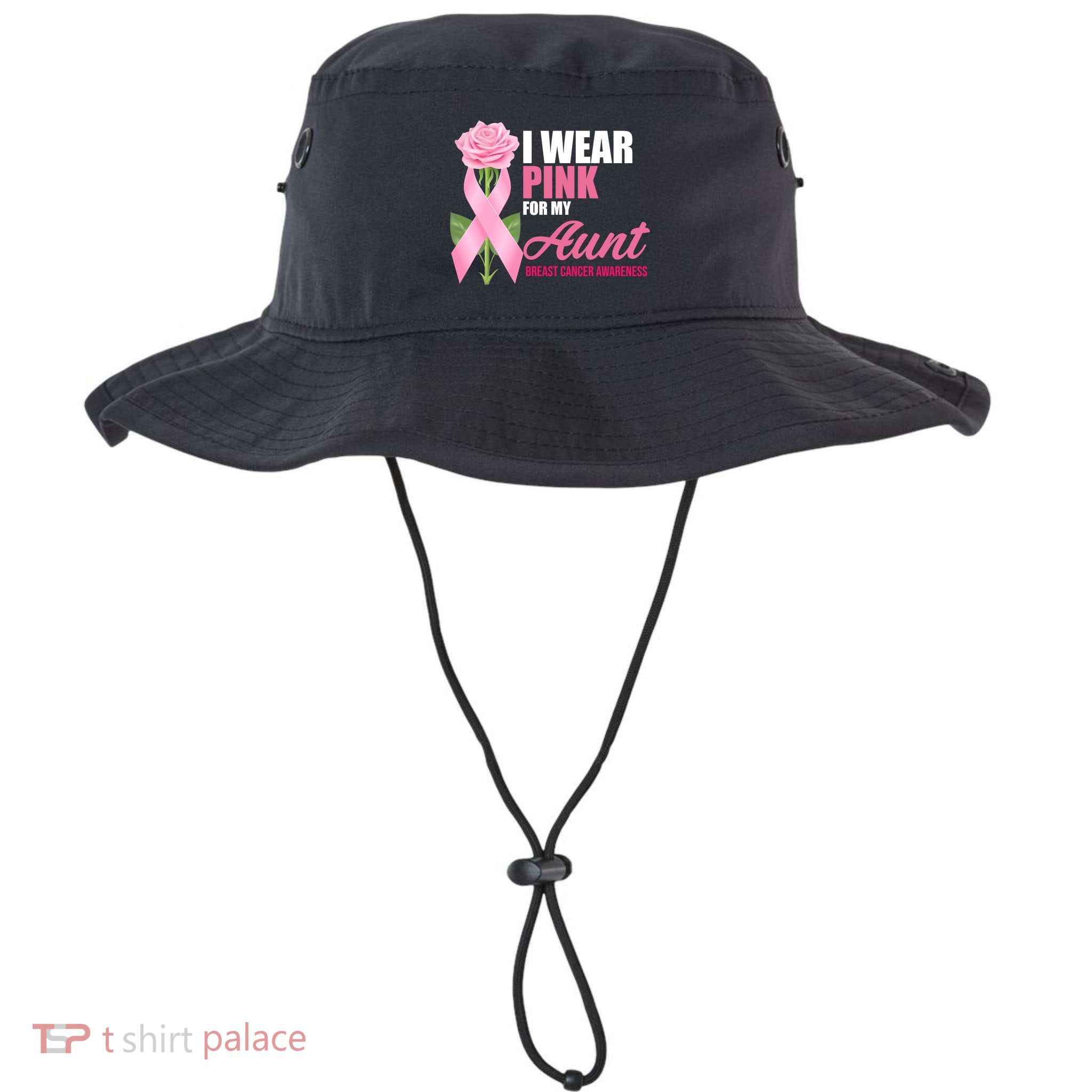 I Wear Pink For My Aunt Breast Cancer Floral Ribbon Bucket Hat