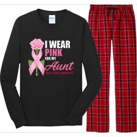 I Wear Pink For My Aunt Breast Cancer Floral Ribbon Long Sleeve Pajama Set