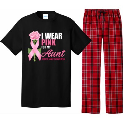 I Wear Pink For My Aunt Breast Cancer Floral Ribbon Pajama Set